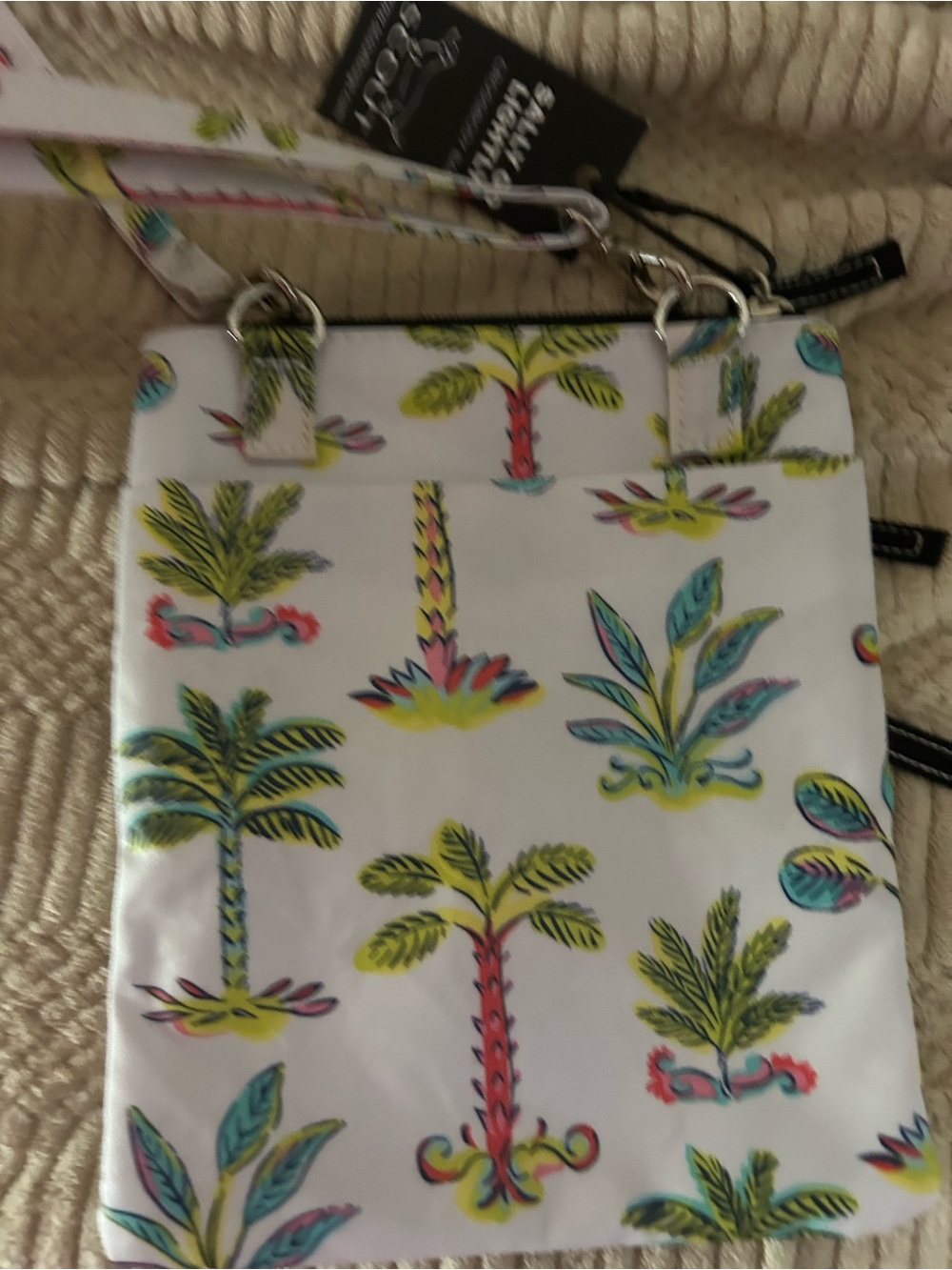 Scout  White Crossbody with Neon Tropical Palm Print - Picture 2 of 10